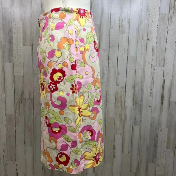 Carolina Blues Women's 6 Floral Stretchable Waistband Back Slit Midi Skirt - Picture 2 of 5